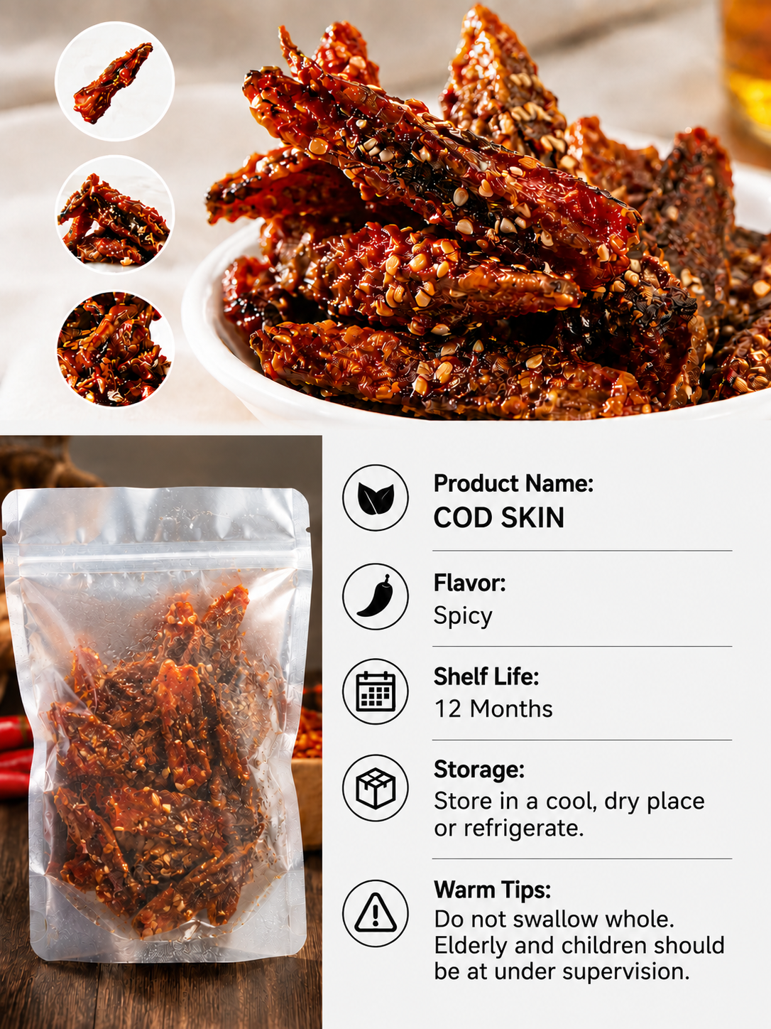 🌶️Premium Crispy Spicy Cod Skin Snack | Crunchy Seafood Chips-XDD