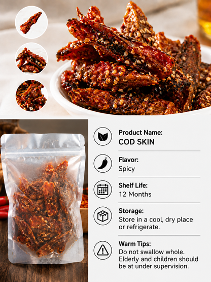 🌶️Premium Crispy Spicy Cod Skin Snack | Crunchy Seafood Chips-XDD